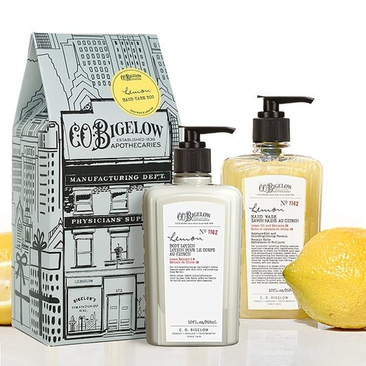 C.O. Bigelow Apothecary Duo Handcare Gift Set, Lemon Hand Soap & Body Lotion, Liquid Hand Wash & Moisturizing Body Lotion, Set of 2, 10 Fl Oz
