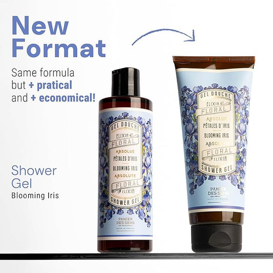Panier des Sens – Blooming Iris Moisturizing Body Wash for Women & Men - Gentle Shower Gel 95% Natural Ingredients for Normal, Sensitive Skin - Body Care Made in France, SLS Free, Vegan -6.8 Floz