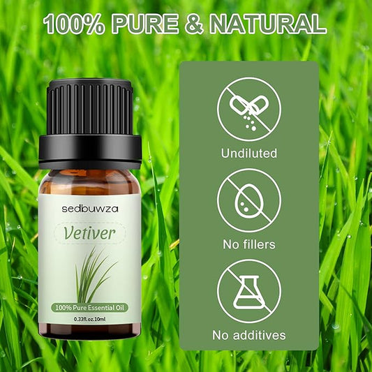 Sedbuwza Frankincense Vetiver Sandalwood Essential Oil Set, Sandalwood Fragrance Oil Frankincense Vetiver Scent Oil Set for Diffuser, Aromatherapy, Massage, Soap, Candle Making 3 x 10 ml