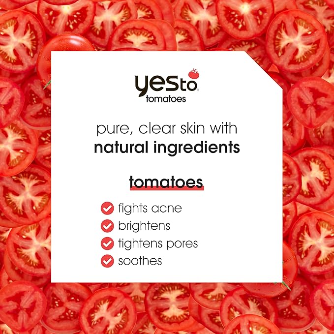 Yes To Tomatoes Clear Skin Acne Fighting Facial Wipes, Acne Prone Skin + Helps Control Oil + Salicylic Acid + 95% Natural Ingredients, 30 Count (Pack of 2)