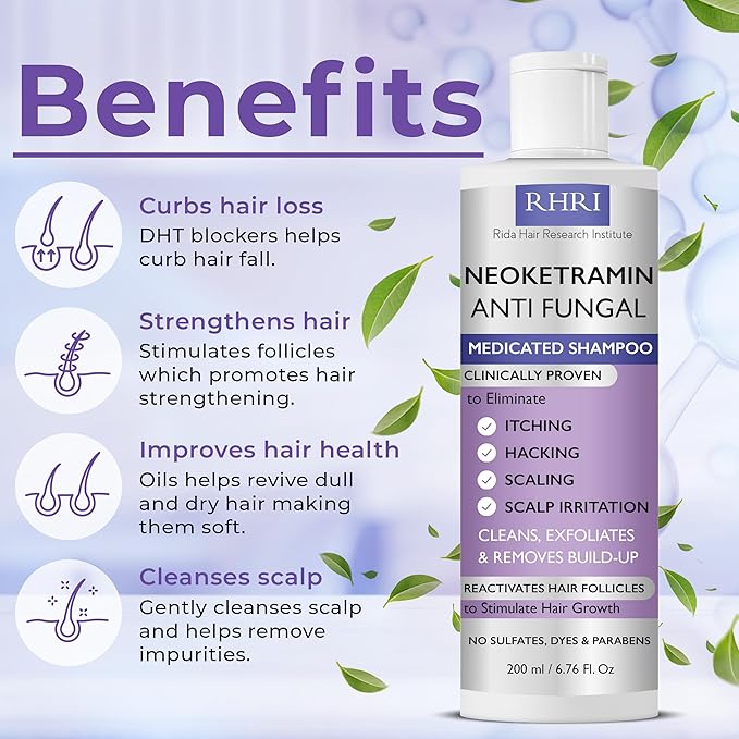Anti Fungal Shampoo for Men & Women | Anti Dandruff, Medicated, Folliculitis Shampoo for Dry Scalp, Psoriasis, Ringworm | for Itchy, Flaky & Irritated Scalp | No Paraben & Sulphate