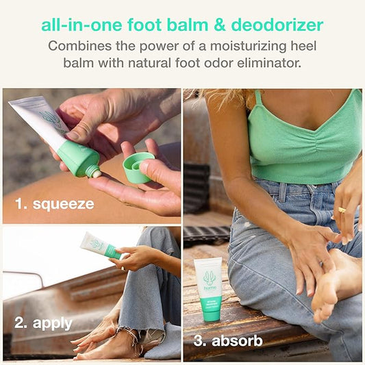 HUME SUPERNATURAL Foot Cream for Dry Cracked Heels and Feet – Moisturizing Heel Balm & Deodorizer for Smelly, Callused, or StinkyFeet – Natural Odor Control & Cracked Feet Treatment - Fragrance Free