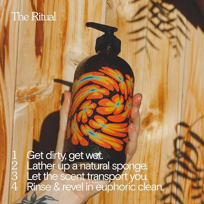 Bathing Culture, Organic Mind + Body Wash, Natural, Biodegradable, Sustainable, Vegan Personal Care, All Natural Organic Body Wash for Women and Men, Glass Bottle, 16 fl oz, Meadow Vision