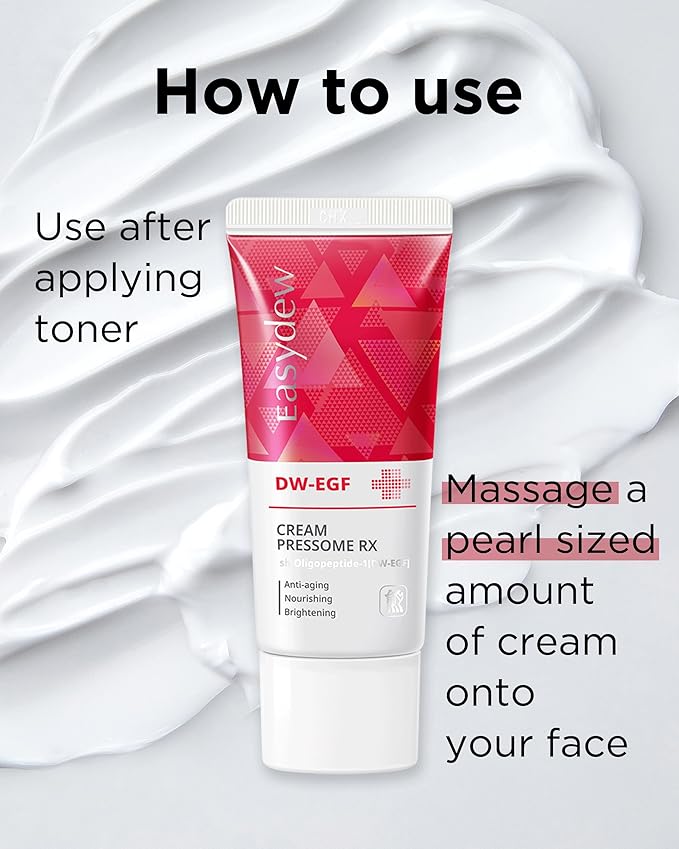 EASYDEW DW-EGF Peptide Pressome RX Cream - Korean Anti Aging Face Moisturizer for Firmness & Elasticity with EGF, Ceramide, Hyaluronic Acid - Soften & Reduce the Appearance of Wrinkles, 1.01oz. 3 Pack