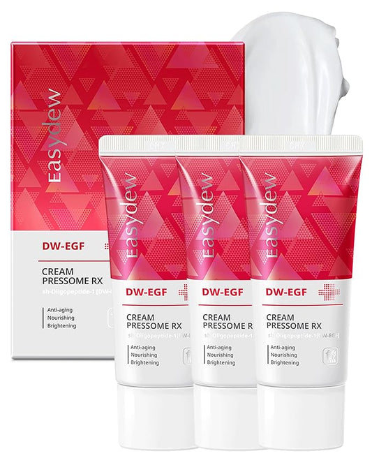 EASYDEW DW-EGF Peptide Pressome RX Cream - Korean Anti Aging Face Moisturizer for Firmness & Elasticity with EGF, Ceramide, Hyaluronic Acid - Soften & Reduce the Appearance of Wrinkles, 1.01oz. 3 Pack