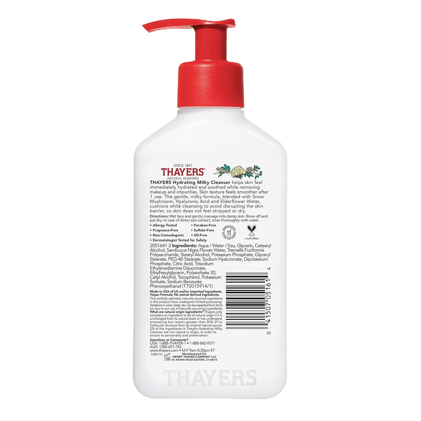 Milky Hydrating Face Cleanser with Snow Mushroom & Hyaluronic Acid – Gentle Facial Wash for Dry, Sensitive Skin – Moisturizing, Non-Stripping, Paraben-Free, Fragrance-Free, Dermatologist Recommended – 8 Fl Oz (Clear)