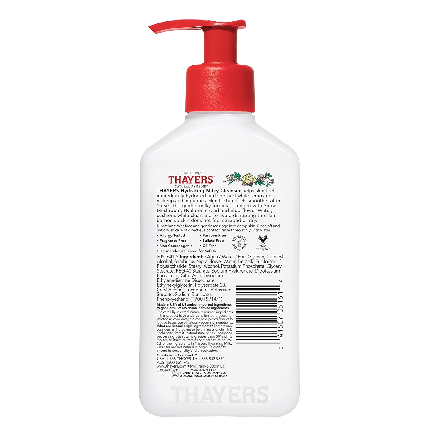 Milky Hydrating Face Cleanser with Snow Mushroom & Hyaluronic Acid – Gentle Facial Wash for Dry, Sensitive Skin – Moisturizing, Non-Stripping, Paraben-Free, Fragrance-Free, Dermatologist Recommended – 8 Fl Oz (Clear)
