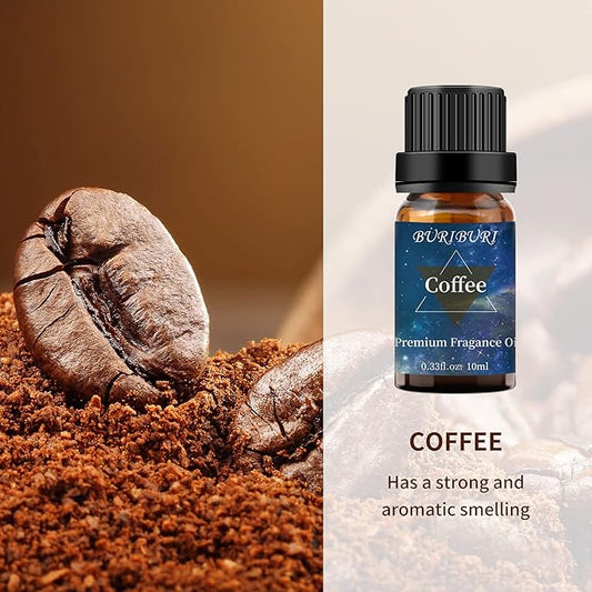 BURIBURI Vanilla Oil and Coffee Essential Oil Set 10ml, 100% Pure Vanilla Essential Fragrance Oil for Diffuser, Massage
