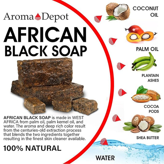 Raw African Black Soap & Shea Butter Ivory / White2 lbs / 32 oz COMBO PACK Cleanser and Moisturizer Set 100% Raw-Pure Unrefined I For all skin types I Can be used for Hair, Body and Face I