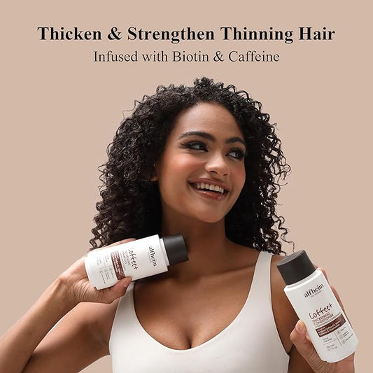 Alfheim Caffeine Shampoo and Conditioner Set - Strengthens Hair, Biotin, Niacinamide - 10.7 oz Each
