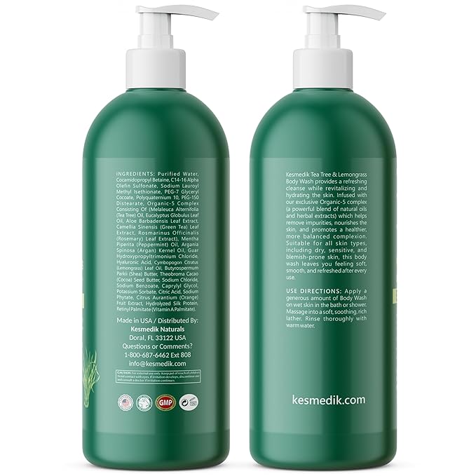 Tea Tree & Lemongrass Body Wash MaxTherapy, Itchy Skin Relief, Fights Body Odor, Soothes Jock Itch, Athlete's Foot, Ringworm & Sensitive Skin, Men & Women, 16 fl oz, Limited Edition
