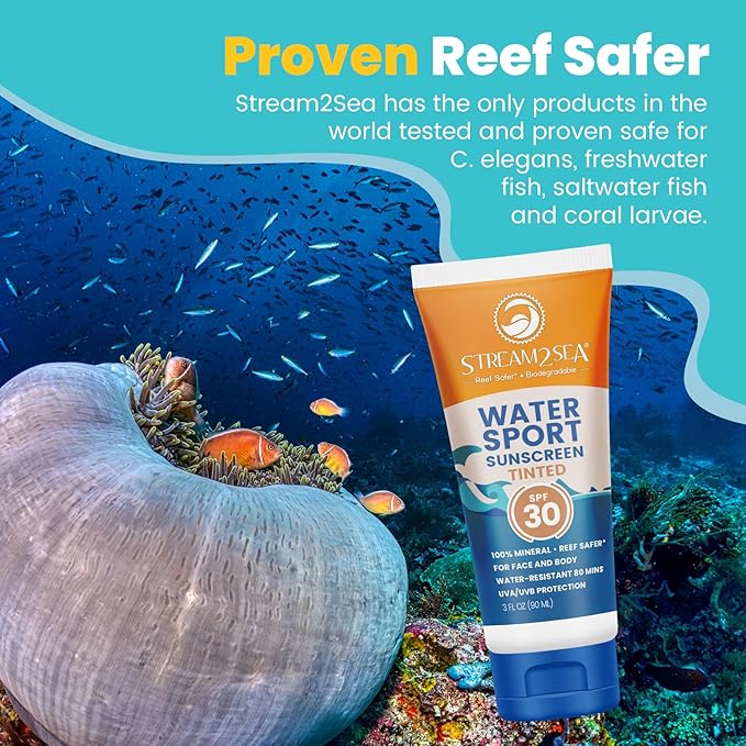 STREAM 2 SEA SPF 30 Tinted Sunscreen Biodegradable and Reef Safe, 1 Fl oz Pack of 3 Travel Size Paraben Free Non Greasy and Moisturizing Mineral Sunscreen For Face, Body Protection Against UVA and UVB
