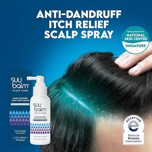 Suu Balm Dry Scalp Treatment, Rapid Itch Relief Anti-Dandruff Scalp Spray Moisturizer, Cooling Itchy Scalp Treatment for Flaky Sensitive & Psoriasis, Cooling Menthol & 5 Ceramides, 1.35 fl oz