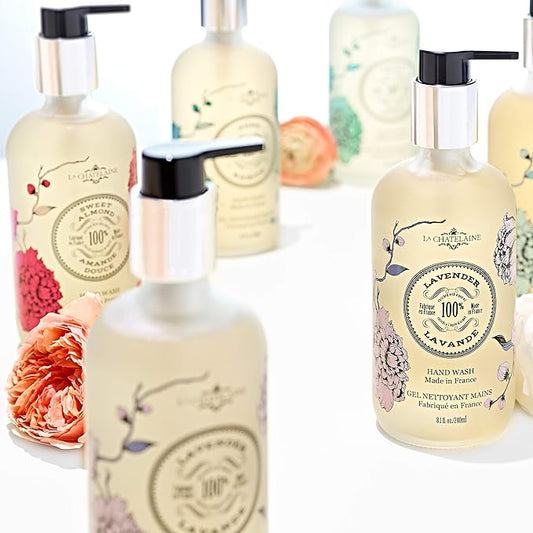 La Chatelaine Hand Wash & Lotion Set | Sulfate Free | Frosted Glass Bottles | Nourishing Shea Butter Formula | Natural and Organic | Made in France | 2 x 8.1 oz. (Coconut Milk)