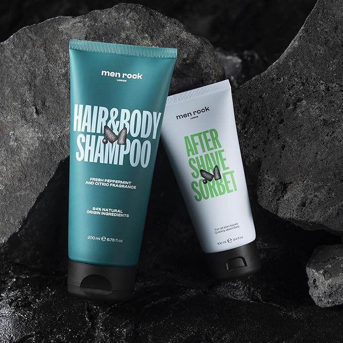 Men Rock After Shave Sorbet - Face Moisturizer - Soothing Aftershave for Men - Mens Skincare Products - Post Shave Balm - Face Lotion - 3.4 oz