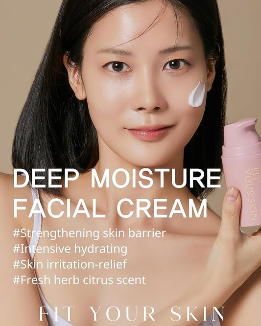 Deep Moisture Facial Cream – Ceramide Face Moisturizer for Rough and Dry Skin - Skin Soften & Glow - Skin Irritation Free - Fresh Herb Citrus Scent, 1.69 oz.