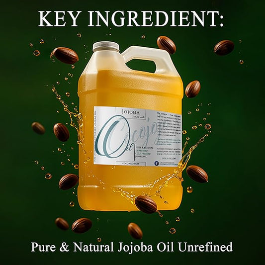 Cocojojo Jojoba Oil Organic, jojoba oil for Hair Growth, jojoba oil for Skin, for Face, 100% Pure Natural, Cold Pressed, Deep Moisturizing Anti-Aging, Essential Oils - 128 Fl Oz