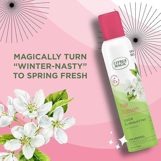 Citrus Magic Limited Edition Odor Eliminating Air Freshener Spray, Pear Blossom, 3-Ounce, Pack of 3