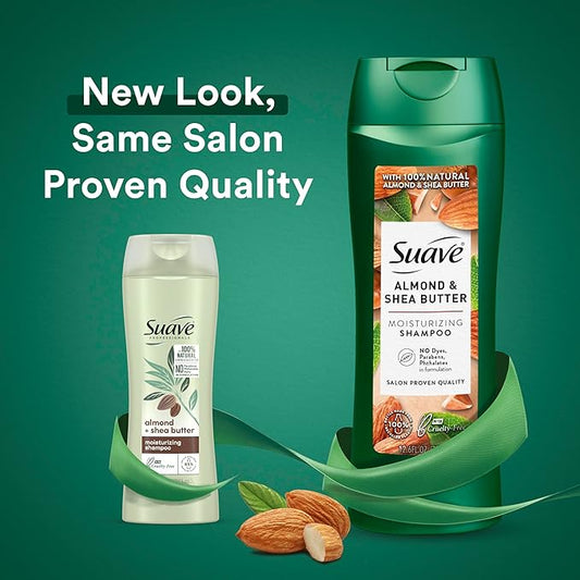 Suave Shampoo and Conditioner Set, Almond & Shea Butter - Moisturizing Shampoo & Conditioner, Dry Hair Treatment, Scented, 12.6 Oz Ea (2 Piece Set)