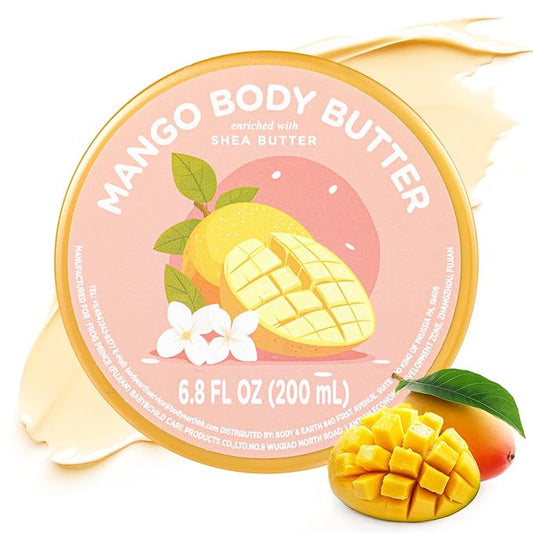 Mango Body Butter, Mango Shea Butter, Natural Body Butter for Men Women Smell Good, Body Moisturizer for Dry Skin 6.8 floz