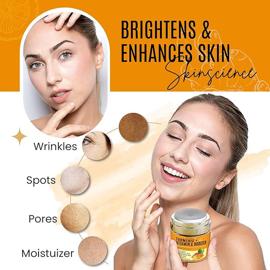 Turmeric Face Cream with 30% Vitamin C – Glow Booster, Anti-Aging & Skin Repair Moisturizer for Dark Spots, Hydration & Radiance – Vitamin C Cream for All Skin Types (1.7 fl oz)