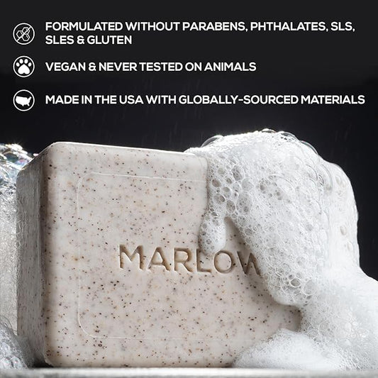 MARLOWE. No. 102 Men's Body Scrub Soap 7oz (Variety Trio) Best Exfoliating Body Soap Bars for Men, Made with Natural Ingredients, Green Tea Extract, Features 3 Amazing Scents