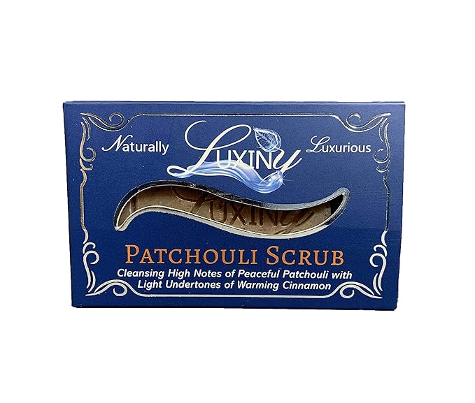 Natural Soap Bar, Luxiny Patchouli Scrub Handmade Body Soap and Bath Soap Bar is a Palm Oil Free Moisturizing Vegan Castile Soap with Essential Oil for All Skin Types Including Sensitive Skin (3 Pack)