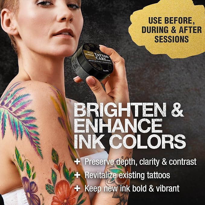 Ebanel Tattoo Balm 3oz, Premium Tattoo Aftercare Cream Brightener Ink Color Enhancing Butter Moisturizer with Herbal Essences and Essential Oils, All-Stage Tattoos Ointment After Care Kit Supplies