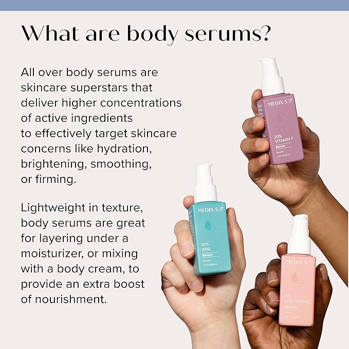 Medix 5.5 20% Glycolic Acid Booster + Exfoliating Body Wash Cleanser Skin Care 2 Piece Set | AHA Exfoliant Cleanser+ Body Serum Both Refine+ Soften Dead Dry Skin, Bumps, Wrinkles & Fine Lines, Bundle