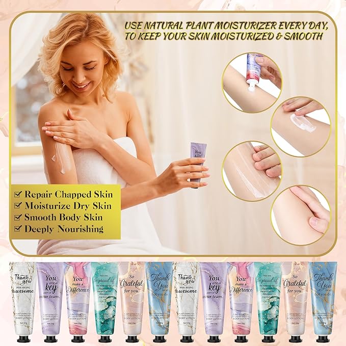 36pcs Employee Appreciation Team Gifts Bulk Travel Size Hand Cream Inspirational Thank You Gifts for Women Dry Skin Hand Lotion Bulk for Teachers Day Christmas Staff Employees Coworkers Women