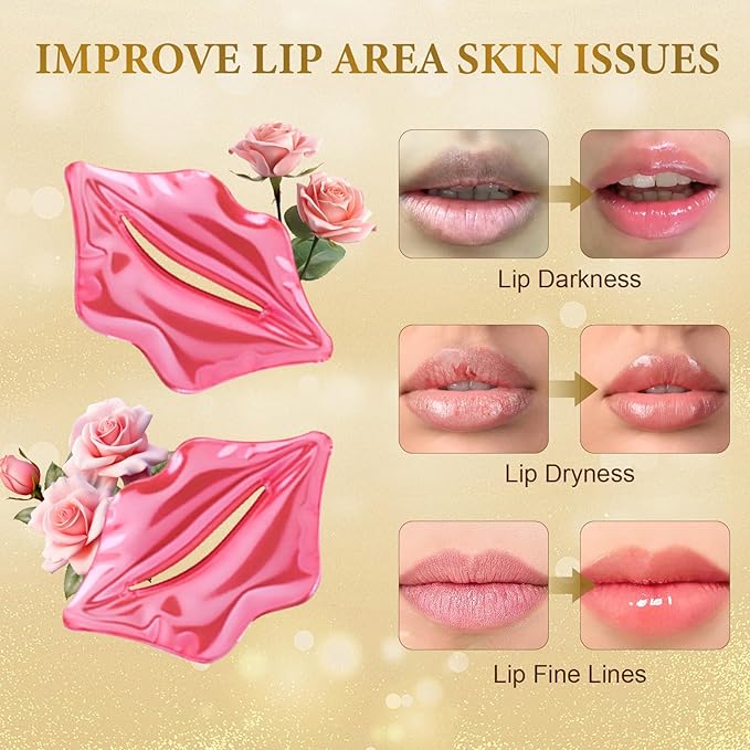 CHMI 30 Pairs Lip Masks & Eye Masks - 24K Gold Eye Patches for Puffy Eyes, Dark Circles, EyeBags and Wrinkles, Collagen Skin Care Products, Beauty & Personal Care.