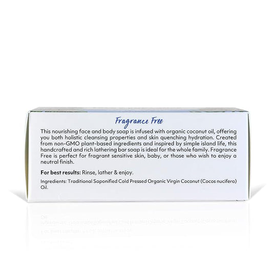 "Coco Fiji Soap Bar for Face and Body Infused With Organic Coconut Oil, Fragrance Free, Essential Oil, Natural Soap for Moisturizing & Pore Purifying Skin, 7 oz, Pack Of 3 "