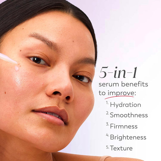 Super Serum with Niacinamide, Vitamin C & E, Collagen Peptide & AHA – 5-in-1 Anti-Aging Serum for Brightening, Hydrating, Smoothing, Firming & Even Skin Tone, 1.7 oz