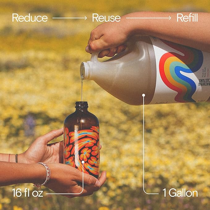 Bathing Culture, Organic Mind + Body Wash, Natural, Biodegradable, Sustainable, Vegan Personal Care, All Natural Organic Body Wash for Women and Men, Glass Bottle, 16 fl oz, Meadow Vision