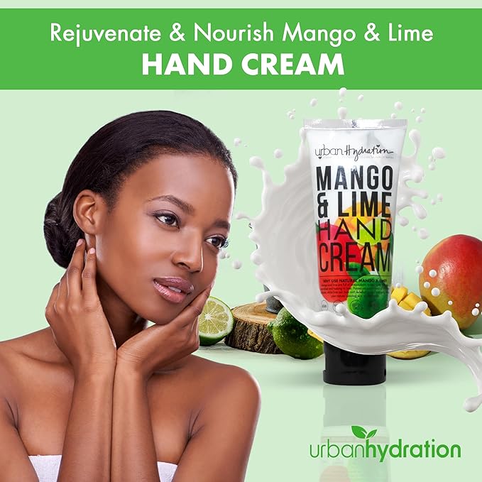 Urban Hydration Rejuvenate & Nourish Mango & Lime Hand Cream – Moisturizing Hand Cream for Dry and Rough Skin, Prevents premature aging, Sulfate, Paraben, and Silicone-Free, For All Skin Types, 4oz