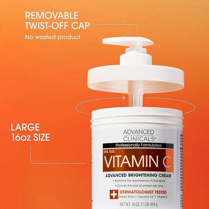 Advanced Clinicals Vitamin C + Caffeine Eye Cream Face Moisturizer With Caffeine + Vitamin C Body Cream 2pc Skin Care Set For Women & Men, 2pc