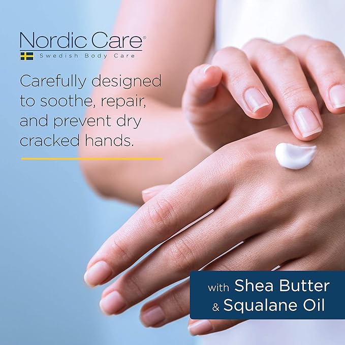 Nordic Care Hand Cream, 3 oz. | Shea Butter Hand Lotion for Dry Hands and Cracked Skin | Paraben & Lanolin-free | Essential Oil, Squalane & Lavender