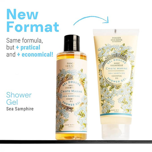 Panier des Sens – Sea Samphire Shower Gel - Foaming Body Wash Women & Men - Moisturizing Body Soap with Shea Oil - 96% Natural Ingredients Body Care - Vegan Liquid Body Wash - 8,45 floz
