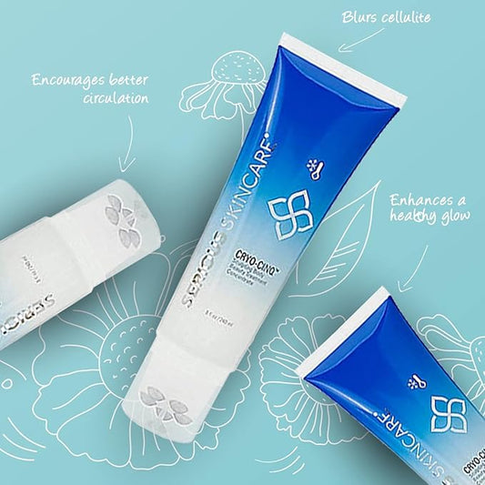 Serious Skincare Anti-Cellulite Cryo-Cinq Cold Sculpting Body Cream - Skin Firming, Tightening for Stretch Marks, Legs, Arms, Buttock - Caffeine Body Moisturizer - Rollerball Applicator - 8 oz.