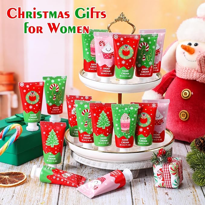 Loopeer 48 Pcs Christmas Hand Cream Gifts Bulk for Women Hand Lotion Travel Size Mini Cremas Para Manos for Dry Cracked Hands Moisturizer Cream for Stocking Stuffers Gift Xmas travel Calendar Advent