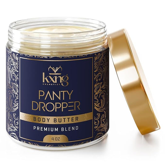 KXNG Cosmetics, Body Butter, Organic Skin Care for Men and Women, Body Moisturizer Lotions and Creams, Raw Shea Butter, Cocoa Butter, Mango, Coconut Oil, Hand, Foot, All Skin Types (Panty Dropper)