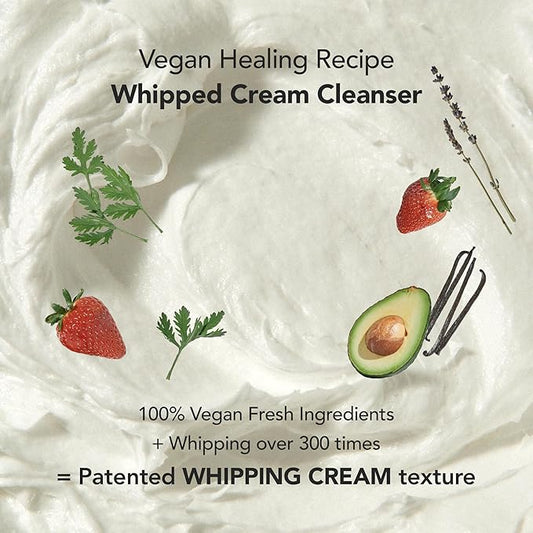 WHIPPED Cream Facial Cleanser Muhwabutter - Fig & Cacao Butter Face Wash - For Dry Sensitive Skin, Moisturizing & Skin Barrier Care, Niacinamide, Ceramides, Vegan Korean Skincare, 6.76 fl. oz
