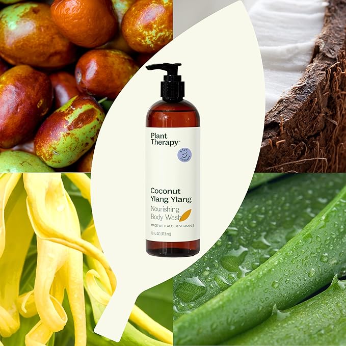 Plant Therapy Coconut Ylang Ylang Natural Body Wash 16 oz For all Skin Types, Sulfate Free Body Wash, For Men or Women, Sweet & Tropical Natural Scent, Luxurious Lather, Cleanses & Soothes Skin