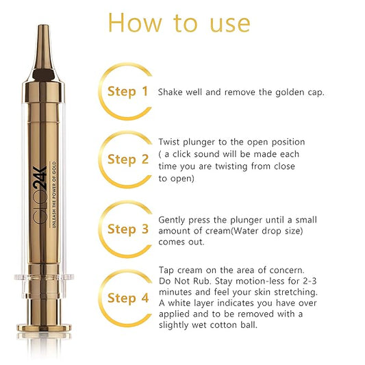 GLO24K Instant Facelift Cream with 24k Gold, Hyaluronic Acid, Peptides, and Vitamins. Value Pack of 6. A powerful non-invasive alternative to injections.
