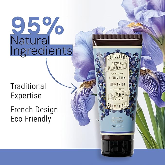 Panier des Sens – Blooming Iris Moisturizing Body Wash for Women & Men - Gentle Shower Gel 95% Natural Ingredients for Normal, Sensitive Skin - Body Care Made in France, SLS Free, Vegan -6.8 Floz