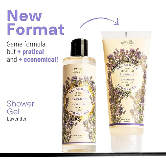 Panier des Sens - Lavender Moisturizing Body Wash for Women & Men - Gentle Shower Gel 96% Natural Ingredients for Normal, Sensitive Skin - Body Care Made in France, SLS Free, Vegan - 6.8 Floz