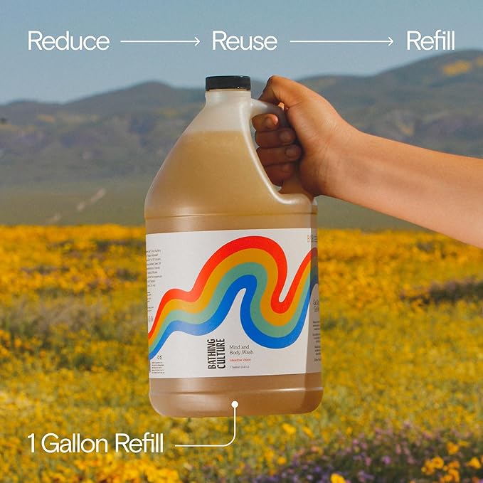 Bathing Culture - Organic Mind + Body Wash (Meadow Vision) | Natural, Biodegradable, Sustainable, Vegan Personal Care (PCR Plastic Bottle, 8 fl oz | 237 ml)