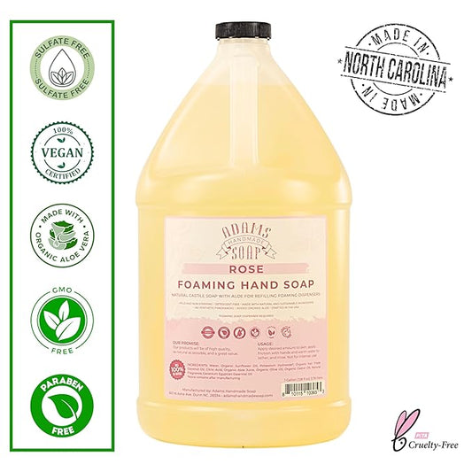 Adams Handmade Soap Liquid Foaming Soap 1 Gal - Rose