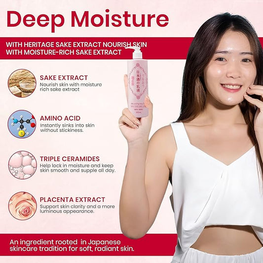 Full Body Lotion for Women, Natural Body Lotion for Men with Fermented Rice, Sake Extract, Ceramides& Amino Acids, Body Moisturizer & Moisturizing BODY LOTION, Japanese Skincare 12.8Fl Oz