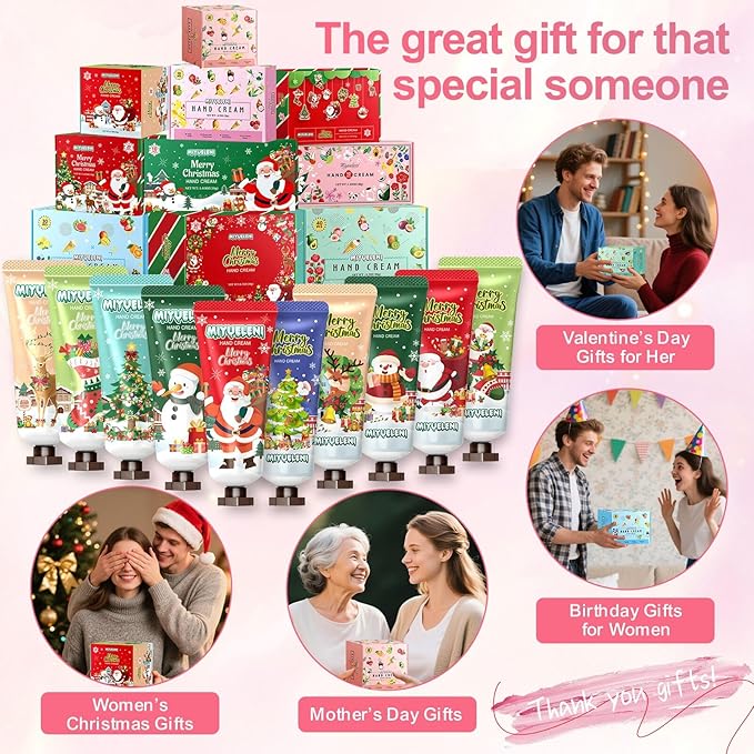 10 Pack Christmas Hand Lotion Gifts Set，Moisturizing Hand Cream for Women, Moms & Coworkers，Mini Travel Size Holiday Gifts, Stocking Stuffers & Bulk Gifts for Christmas Appreciation 20ml
